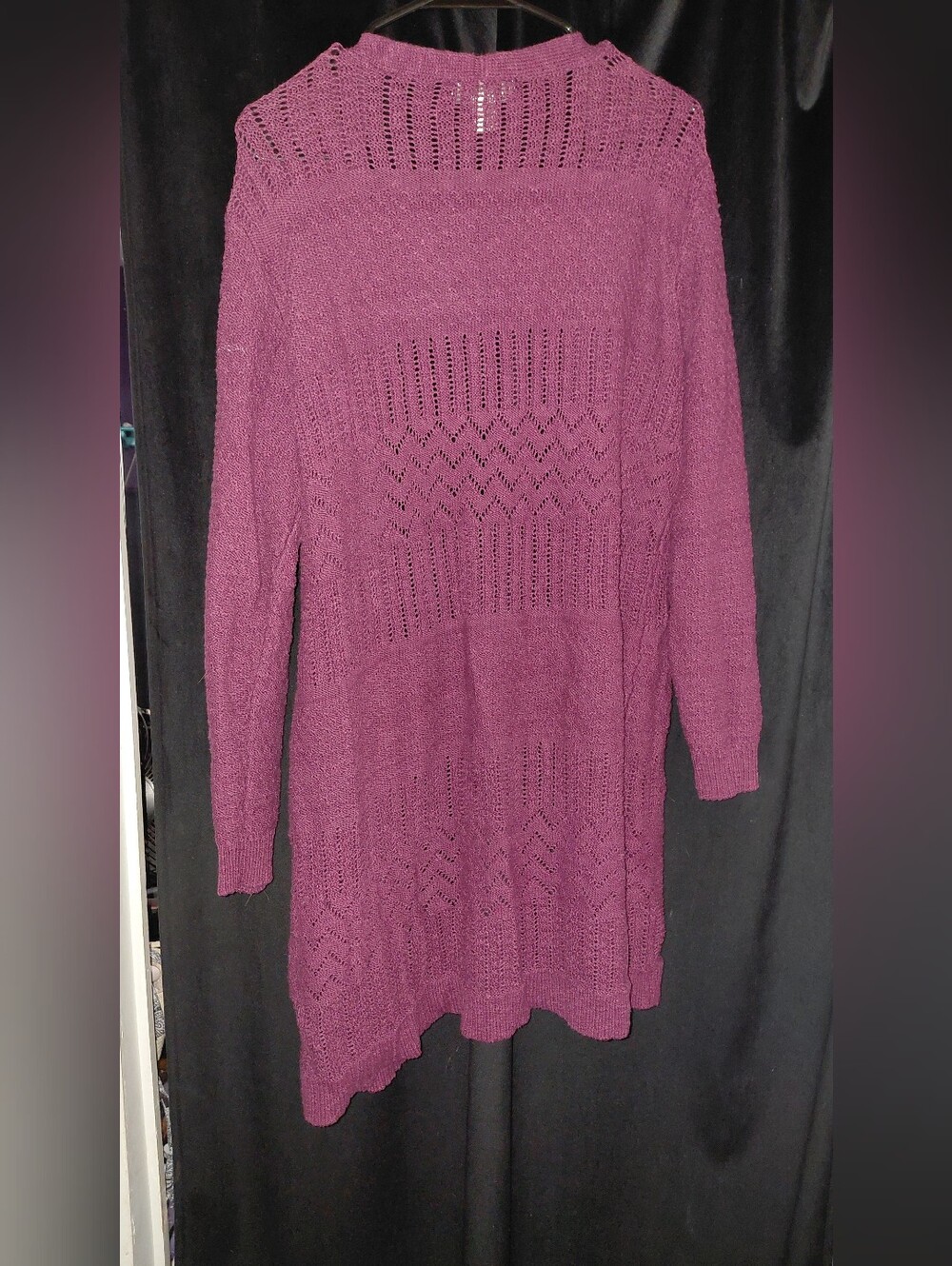 Christopher & Banks Open-Front Cardigan - Plum XL - Picture 4 of 5